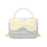 Glitter Pearl Handle Bow Handbag