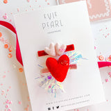 Xo Pink Hearts & Red Party Sequins Heart Clip Set