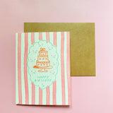 Pink Stripes Birthday Card