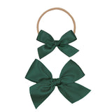 Satin Bow Headband- Evergreen