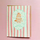 Pink Stripes Birthday Card