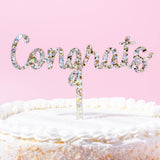 Cake Topper - Congrats - Pearl + Gold Confetti