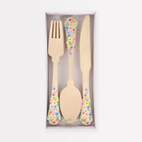 Elegant Floral Wooden Cutlery Set