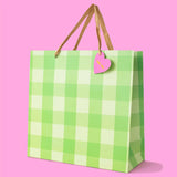 Green Gingham Gift Bag