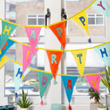 Happy Birthday Rainbow Fabric Bunting- 10 ft