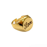 Adjustable Gold Engraved Signet "Love" Ring