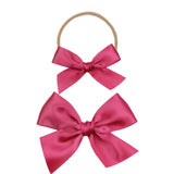 Satin Bow Headband- Peony