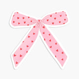 Pink Bow with Hearts Vinyl Sticker