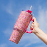 Pink Party Glitter Stainless Steel Tumbler- 40oz