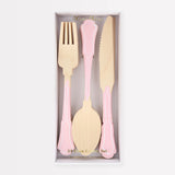 Elegant Pink Wooden Cutlery Set