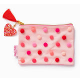 Red and Pink Pom Pom Pouch