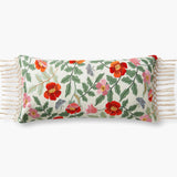 Primrose Embroidered Lumbar Pillow- Cream