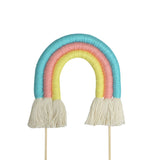 Rainbow Cotton Cake Topper- Turquoise/Coral/Lemon