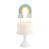 Rainbow Cotton Cake Topper- Turquoise/Coral/Lemon