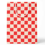 Red Checkered Gift Bag- Medium