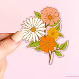 Retro 60's & 70's Flower Power Three Sticker