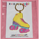 Roller Skate Gold Enamel Keychain