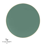 Round Sage Green- Gold Plastic Dinner Plates