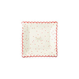 Valentine Red Scattered Heart Scalloped Plates