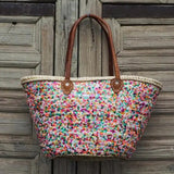 Multi-colored Sequin Straw Bag