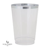 12 oz Clear Plastic with Silver Rim Cups