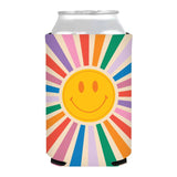 Smiley Rainbow Sun Retro Can Cooler