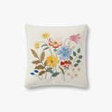 Strawberry Fields Cluster Embroidered Pillow-Ivory