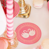 Petal Pink Swan Romance Coasters- Set of 4