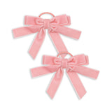 2 Pack Velvet Double Bow Elastic- Peony Pink