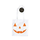 White Jack-O-Lantern Canvas Trick or Treat Bag